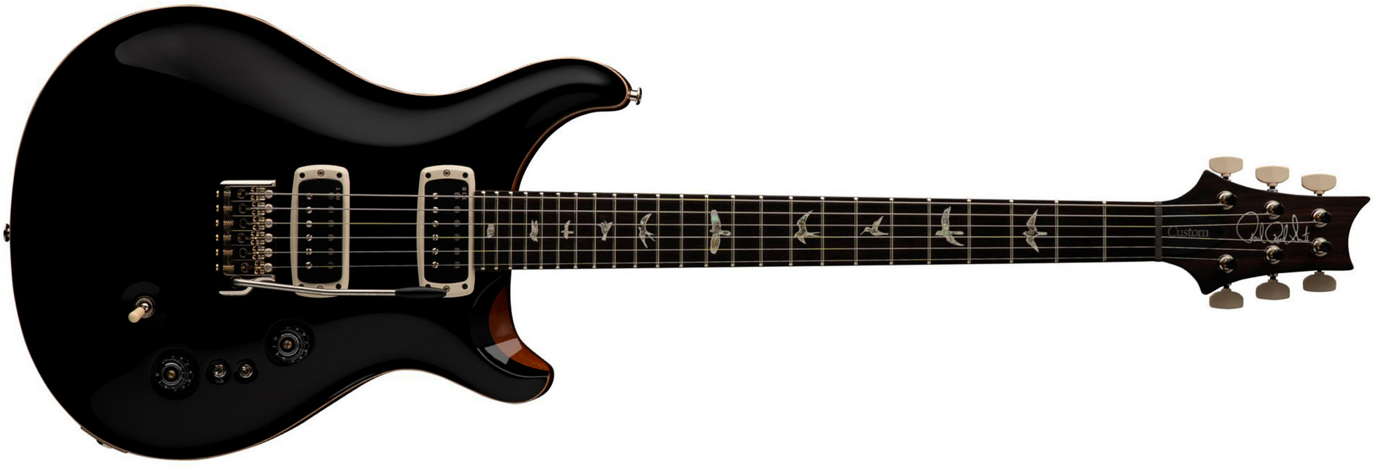 Prs Custom 24-08 Usa 2h Tci Trem Rw - Black Top / Natural Back - Double cut electric guitar - Main picture