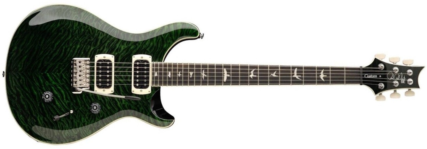 Prs Custom 24 Quilt Se (wing Tuners) 2h Trem Rw - Teal Black - Double cut electric guitar - Main picture