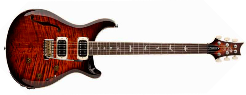 Prs Custom 24 Semi Hollow Piezo Se (wing Tuners) 2h Ht Rw - Orange Tiger Smokeburst - Semi-hollow electric guitar - Main picture