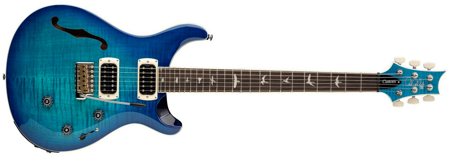 Prs Custom 24 Semi Hollow Piezo Se (wing Tuners) 2h Ht Rw - Lake Blue - Semi-hollow electric guitar - Main picture