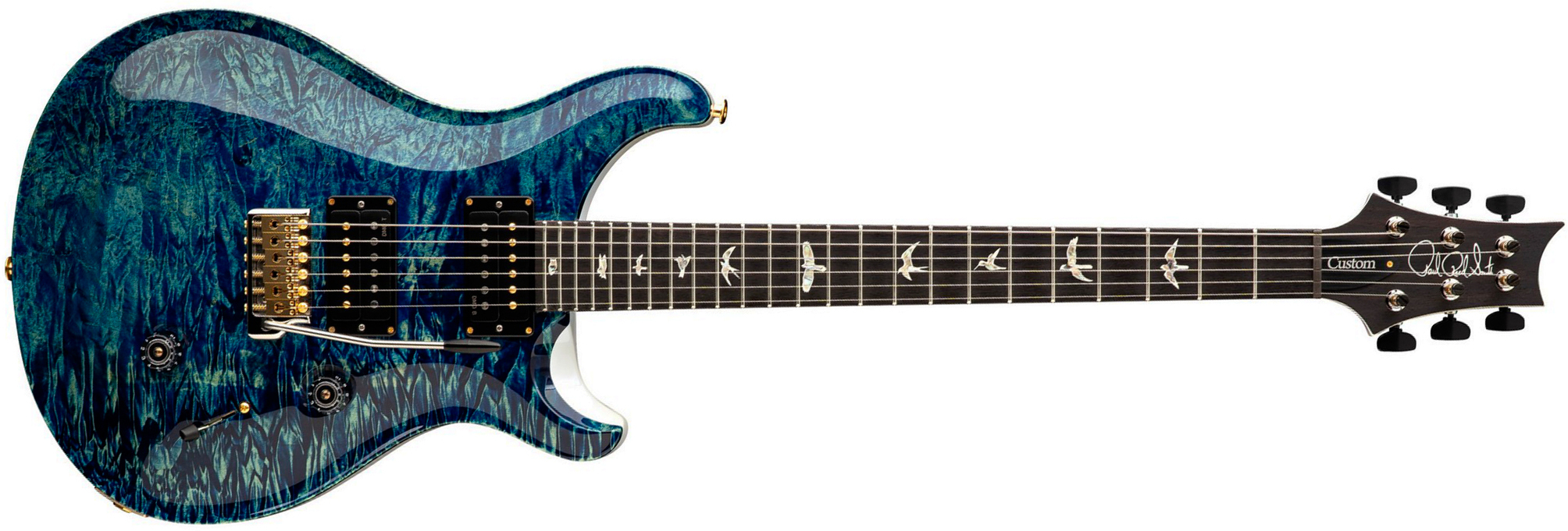 Prs Custom 24 Usa 2h Dmo Trem Rw - River Blue Pearl - Double cut electric guitar - Main picture