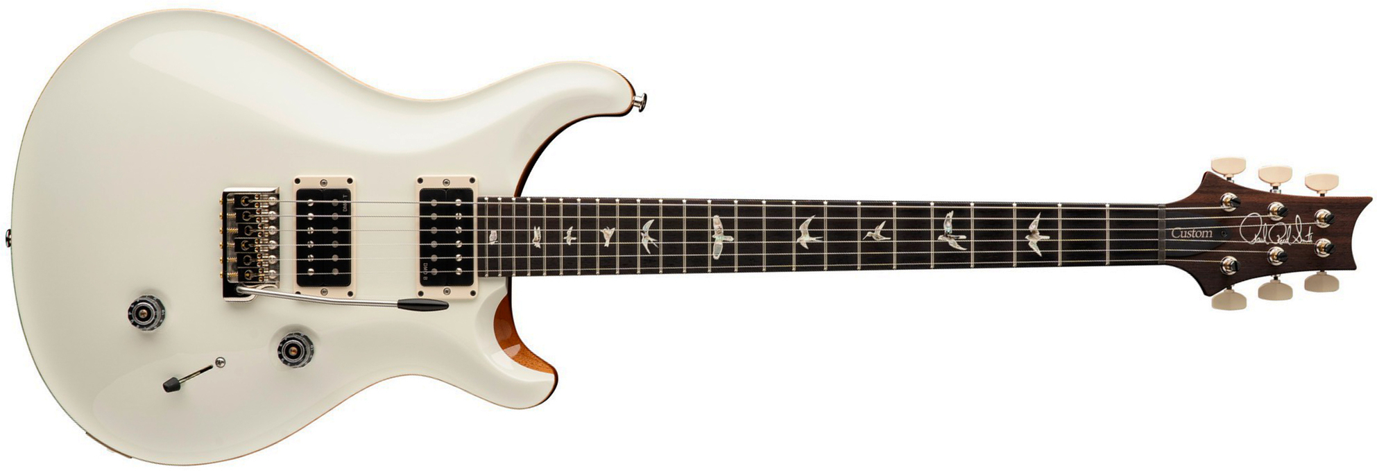 Prs Custom 24 Usa 2h Dmo Trem Rw - Antique White Top / Natural Back - Double cut electric guitar - Main picture