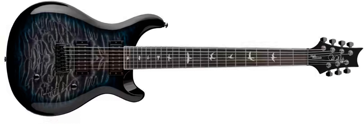 Prs Mark Holcomb Svn Se Signature 7c Baryton 2hseymour Duncan  Ht Eb - Holcomb Blue Burst - Baritone guitar - Main picture