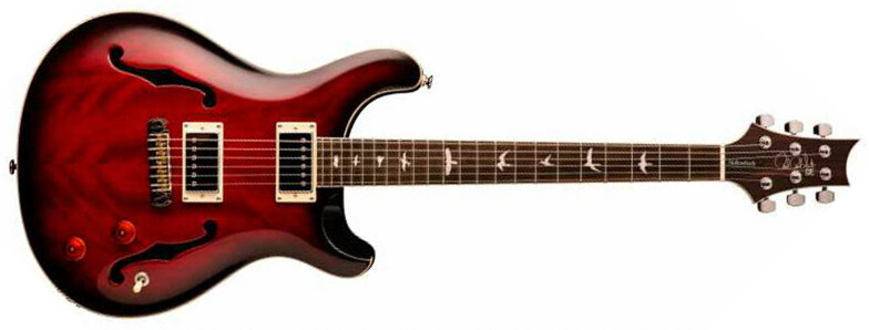 Prs Se Custom 22 Semi-hollow Hh Ht Rw +housse - Fire Red Burst - Double cut electric guitar - Main picture