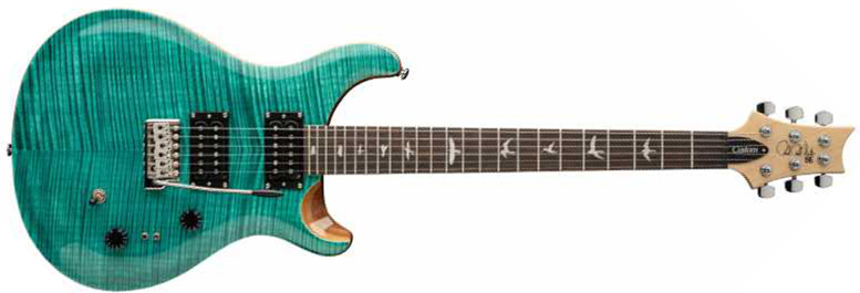 Prs Se Custom 24-08 2h Tci-s Black Trem Rw - Turquoise - Double cut electric guitar - Main picture