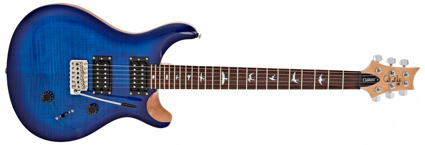 Prs Se Custom 24 2021 2h Trem Rw +housse - Faded Blue Burst - Double cut electric guitar - Main picture