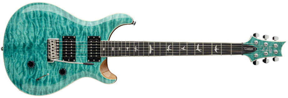Prs Se Custom 24 Quilt 2h Trem Eb - Turquoise - Double cut electric guitar - Main picture