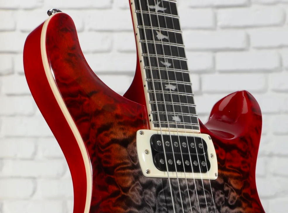 Prs Custom 24-08 Quilt Se (wing Tuners) 2h Trem Rw - Charcoal Cherry Burst - Double cut electric guitar - Variation 2