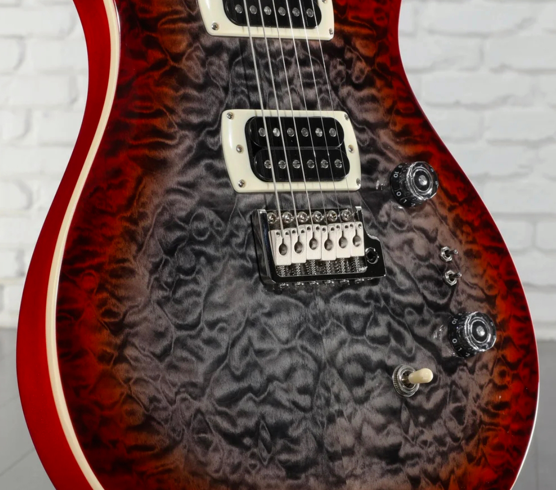 Prs Custom 24-08 Quilt Se (wing Tuners) 2h Trem Rw - Charcoal Cherry Burst - Double cut electric guitar - Variation 3