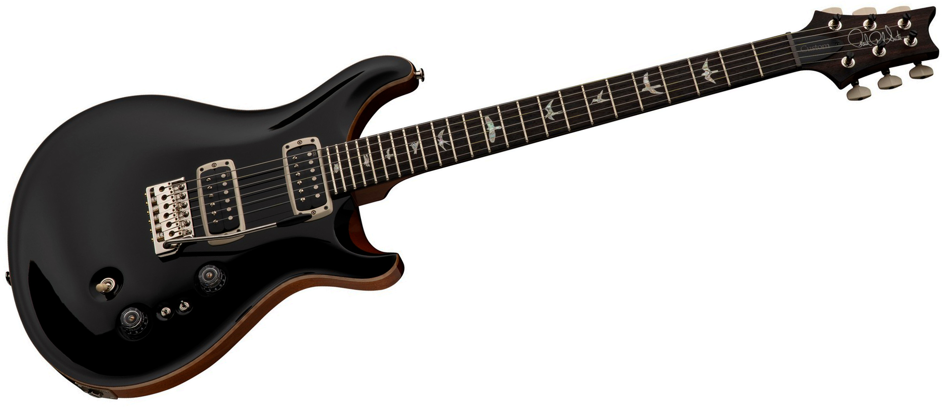 Prs Custom 24-08 Usa 2h Tci Trem Rw - Black Top / Natural Back - Double cut electric guitar - Variation 2