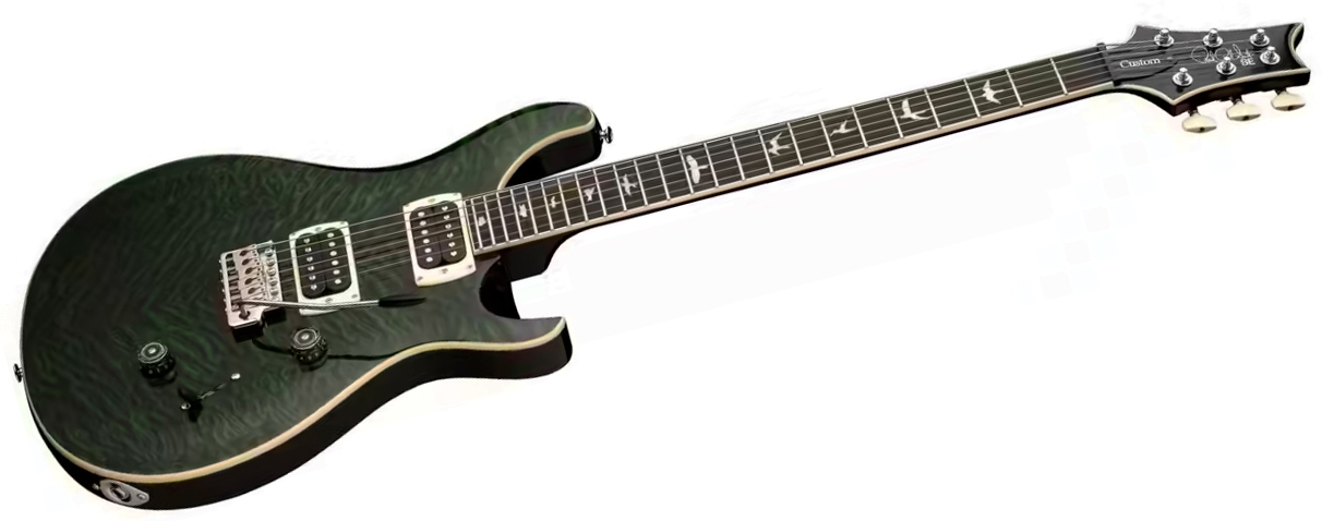 Prs Custom 24 Quilt Se (wing Tuners) 2h Trem Rw - Teal Black - Double cut electric guitar - Variation 1