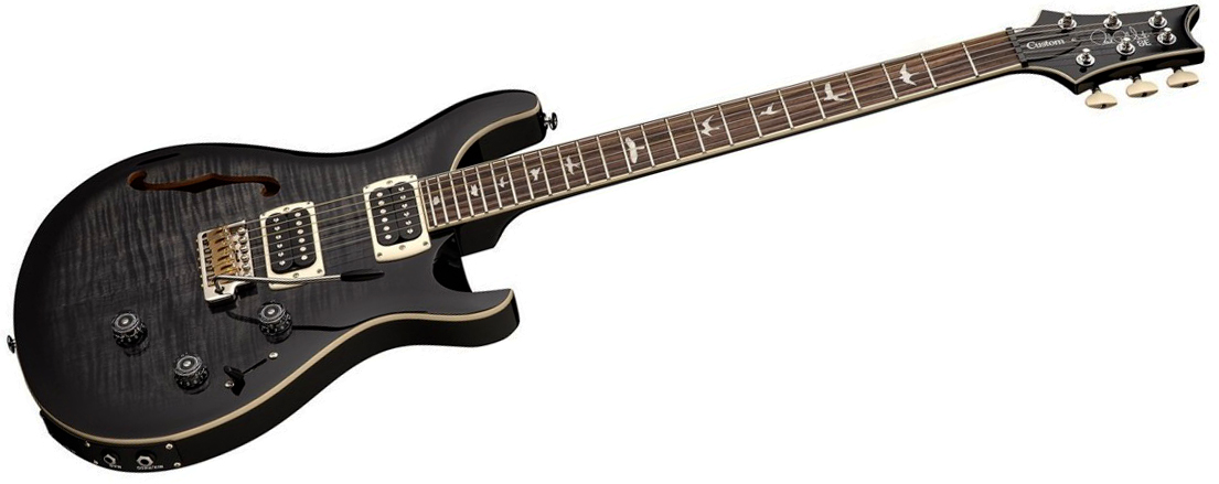 Prs Custom 24 Semi Hollow Piezo Se (wing Tuners) 2h Ht Rw - Charcoal Burst - Semi-hollow electric guitar - Variation 2