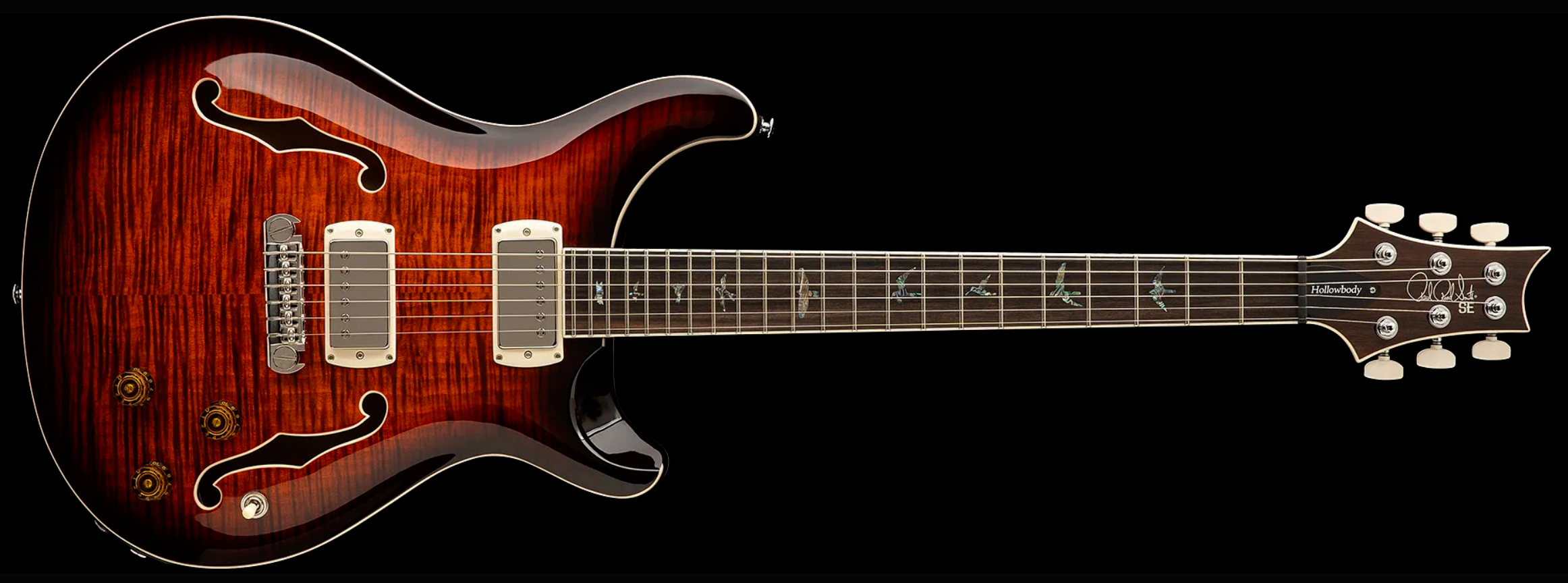 Prs Hollowbody Ii Piezo Se (wing Tuners) 2h Ht Eb - Orange Tiger Smokeburst - Semi-hollow electric guitar - Variation 3