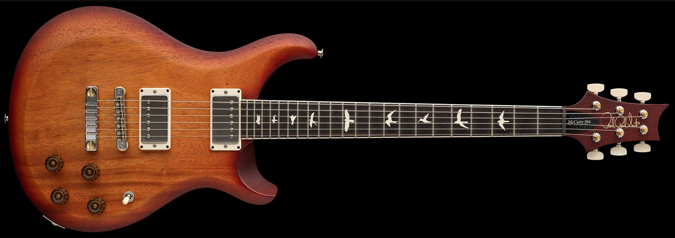 Prs Mccarty 594 Thinline S2 Usa 2h 58/15lt Ht Rw - Dark Cherry Sunburst Satin - Double cut electric guitar - Variation 3