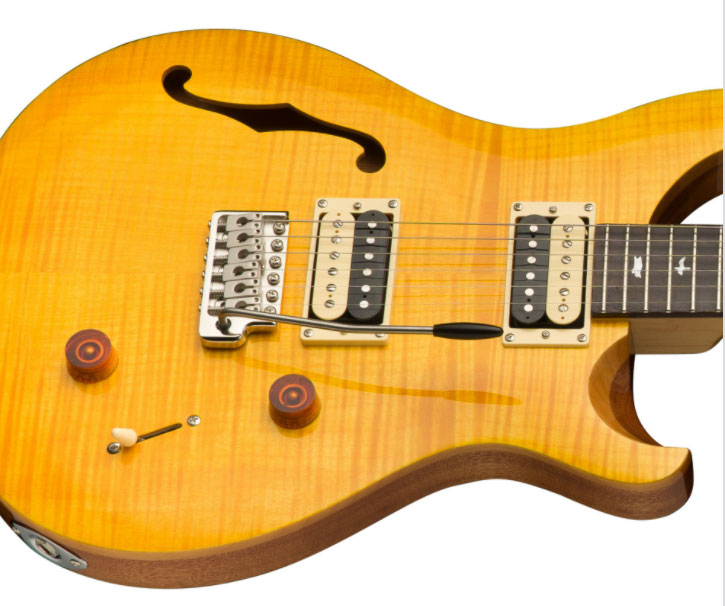 Prs Se Custom 22 Semi-hollow 2021 Hh Trem Rw +housse - Santana Yellow - Semi-hollow electric guitar - Variation 2