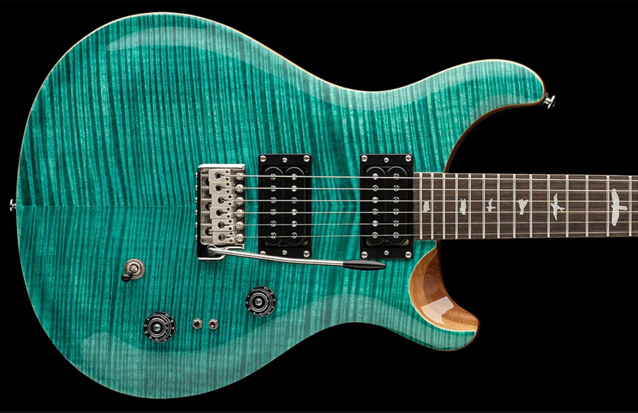 Prs Se Custom 24-08 2h Tci-s Black Trem Rw - Turquoise - Double cut electric guitar - Variation 6