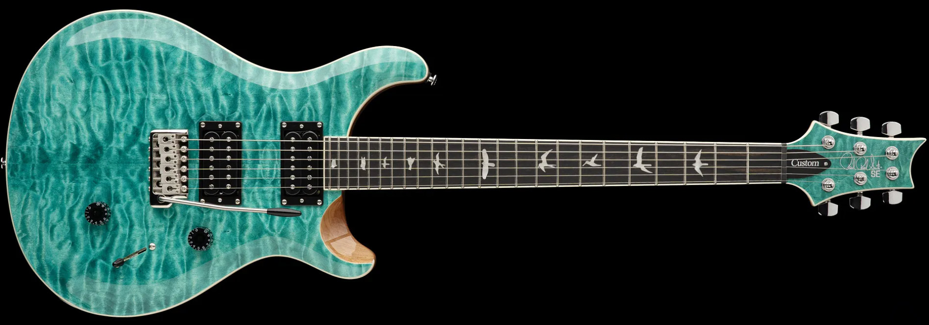 Prs Se Custom 24 Quilt 2h Trem Eb - Turquoise - Double cut electric guitar - Variation 3