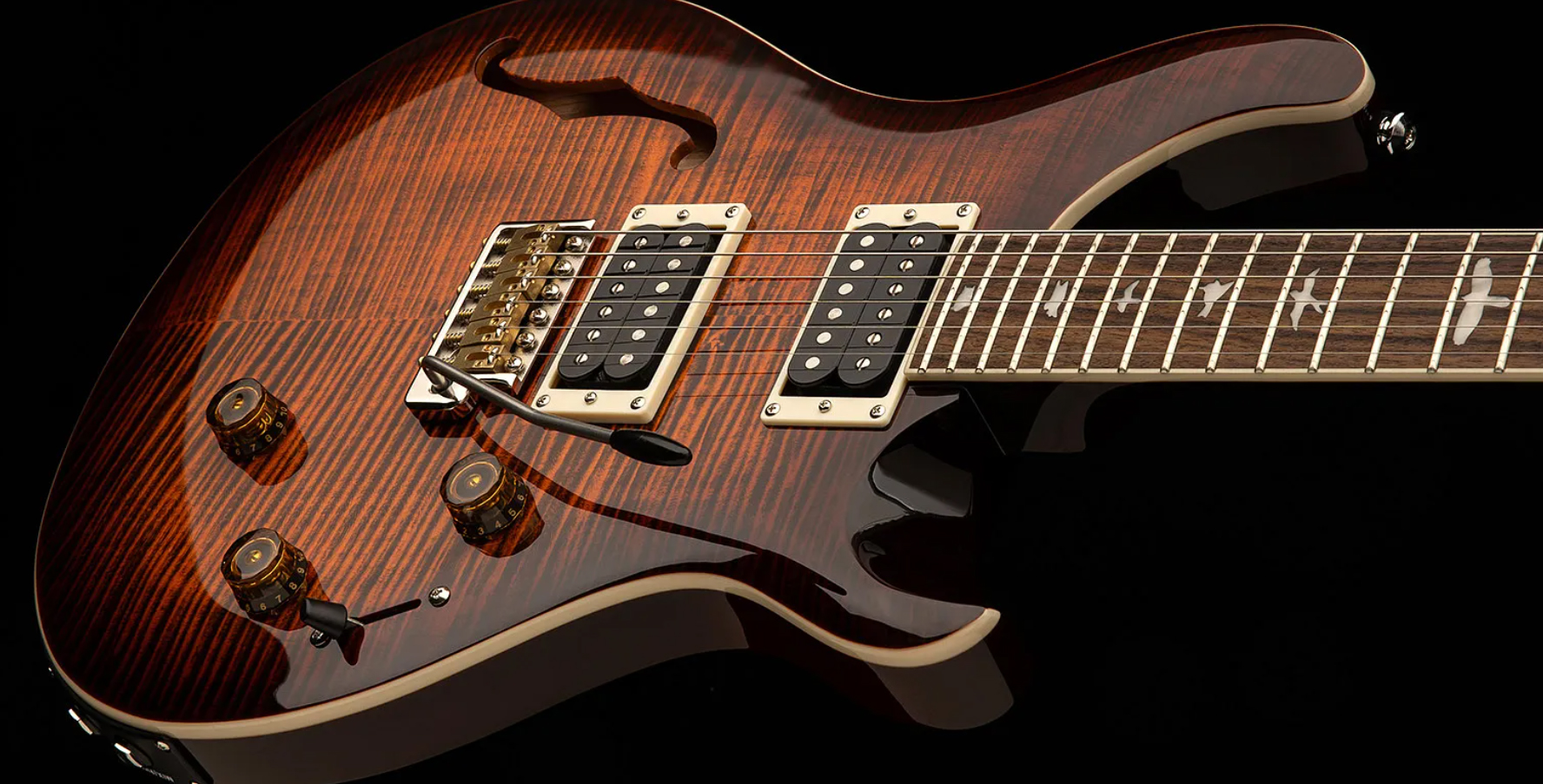 Prs Se Custom 24 Semi Hollow Piezo 2h Ht Rw - Orange Tiger Smokeburst - Semi-hollow electric guitar - Variation 2