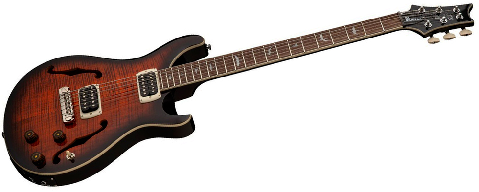 Prs Se Ed Sheeran Hollowbody I Piezo Baritone Signature Baryton 2h Ht Rw - Orange Tiger Smokeburst - Baritone guitar - Variation 2