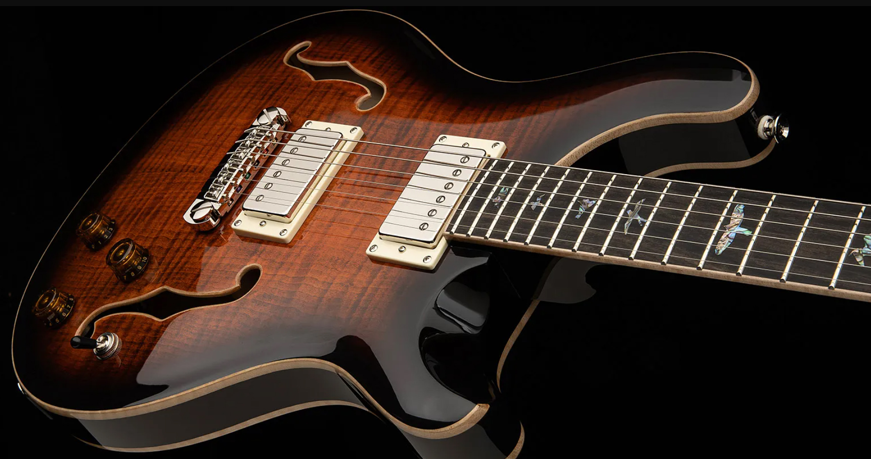 Prs Se Hollowbody Ii Piezo 2h Ht Eb - Orange Tiger Smokeburst - Hollow-body electric guitar - Variation 2