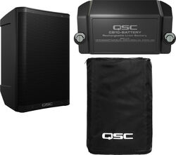Complete pa system Qsc CB10  + housse + Batterie