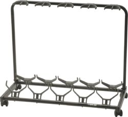 Stand for 5 guitars with casters - black