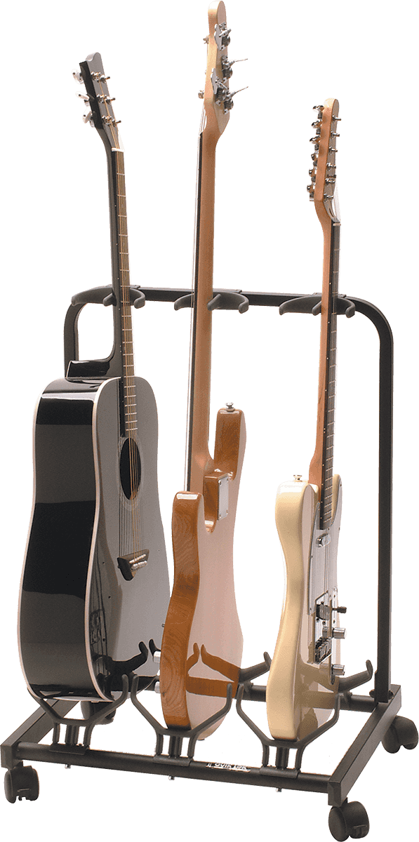 Quiklok Stand Pour 3 Guitares Avec Roulettes - Noir - Stand for guitar & bass - Variation 1