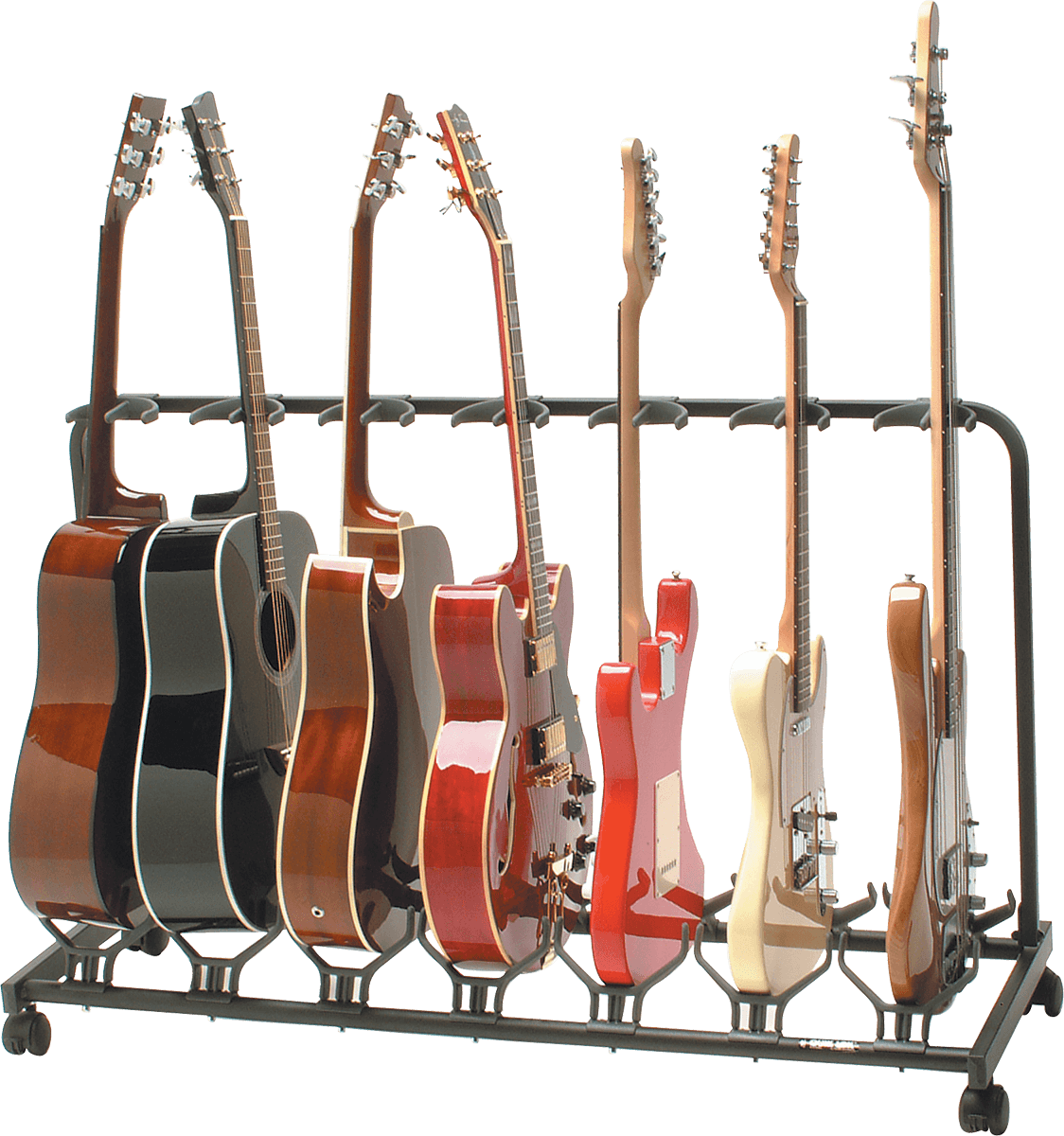 Quiklok Stand Pour 7 Guitares Avec Roulettes - Noir - Stand for guitar & bass - Variation 1