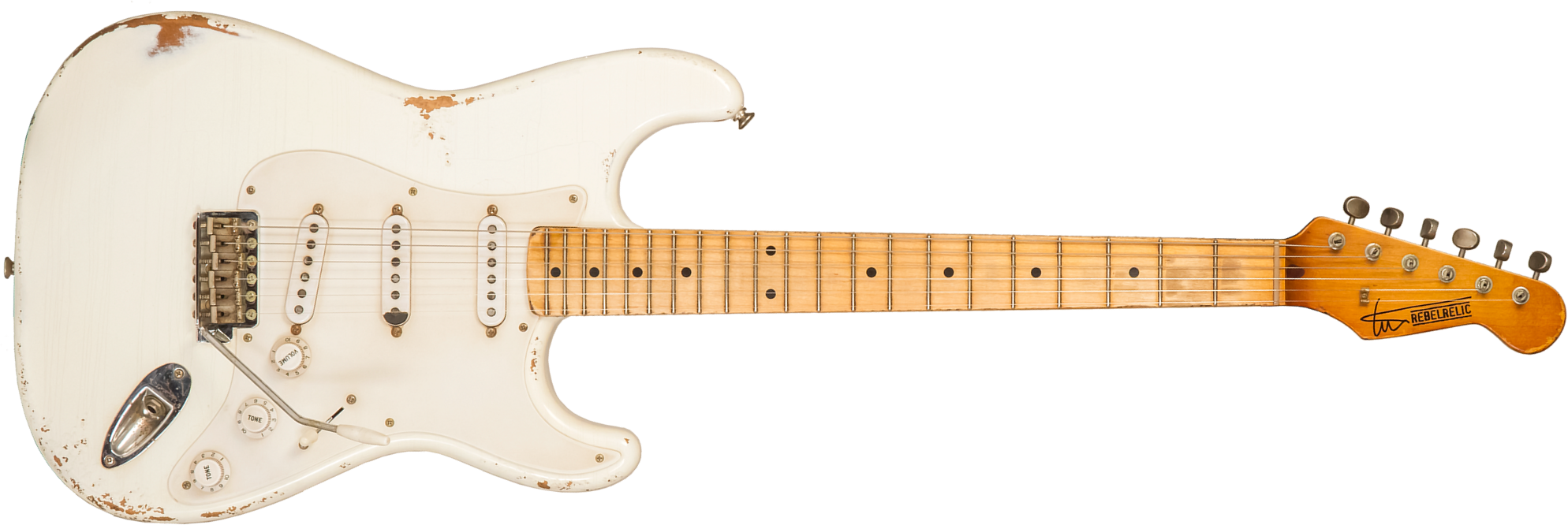 Rebelrelic S-series 1955 3s Trem Mn #240401 - Olympic White - Str shape electric guitar - Main picture