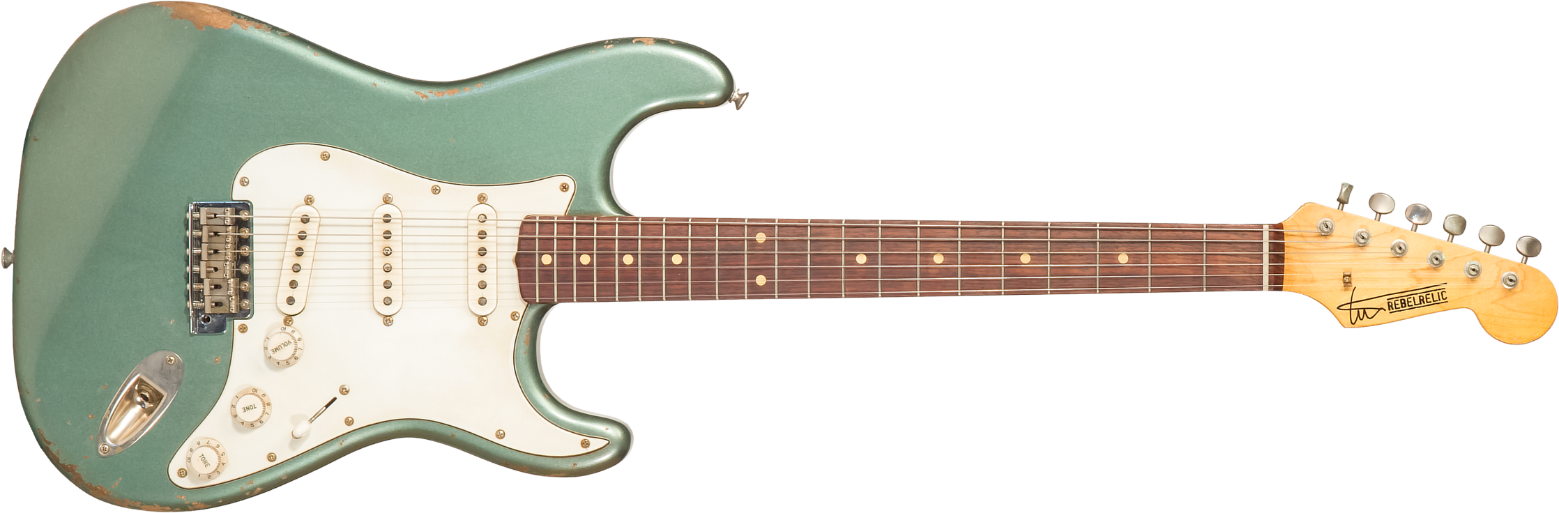 Rebelrelic S-series 62 3s Trem Rw #230203 - Light Aged Sherwood Forest Green - Str shape electric guitar - Main picture