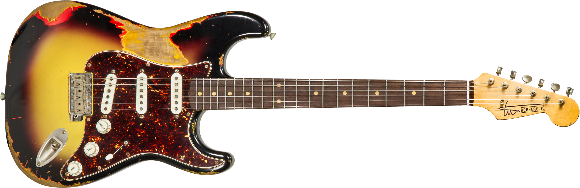 Rebelrelic S-series 62 Rw #62110 - Heavy Aging 3-tone Sunburst - Str shape electric guitar - Main picture