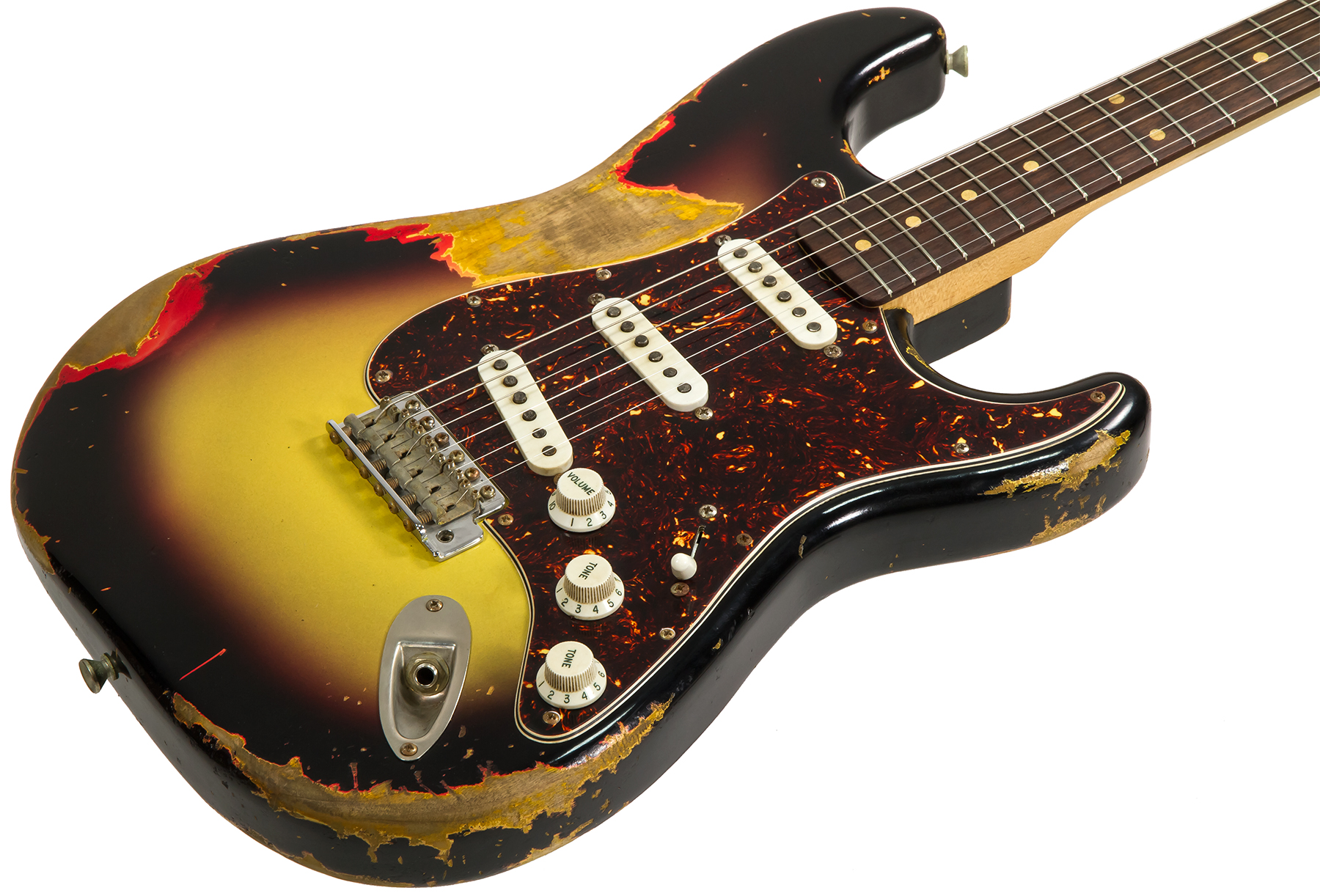 Rebelrelic S-series 62 Rw #62110 - Heavy Aging 3-tone Sunburst - Str shape electric guitar - Variation 1