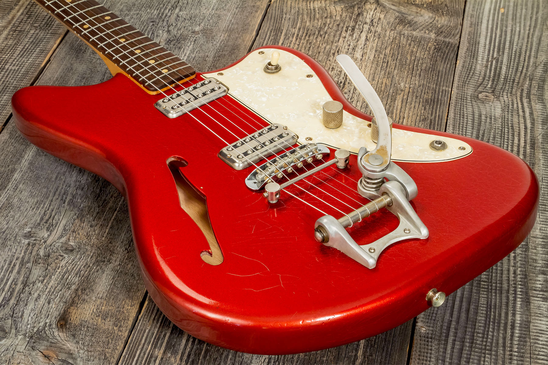 Rebelrelic Wrangler 2h Trem Rw #62175 - Light Aged Candy Apple Red - Semi-hollow electric guitar - Variation 2