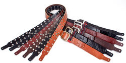 Guitar strap Red monkey Sangle Double Eyelet Cognac Antique Brass