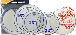 Drumhead set Remo PACK PINSTRIPE TRANSPARENTE 12 13 16 + 14 AMBASADOR SABLEE - Drumsticks set