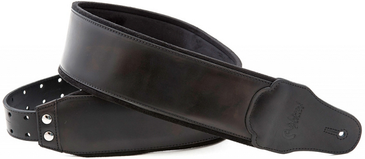 Righton Straps Bassman Smooth Black Cuir - Guitar strap - Main picture