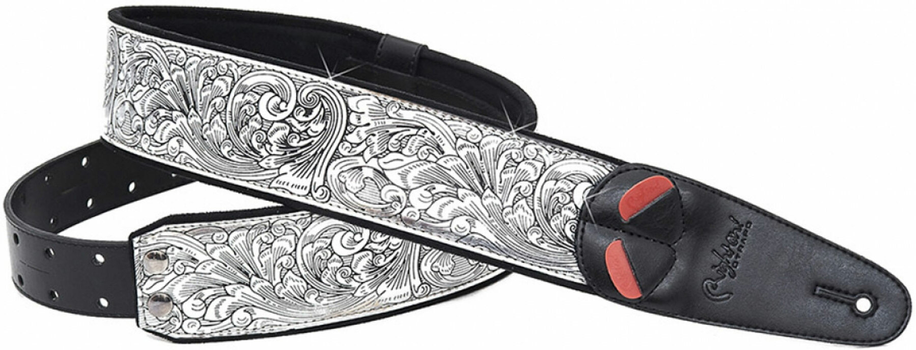 Righton Straps Vegan Mojo Revolver Guitar Strap 2.3inc Silver - Guitar strap - Main picture