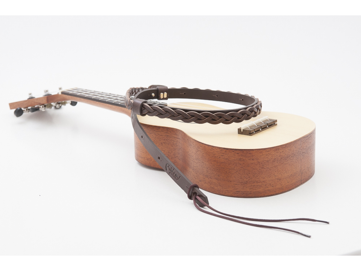 Righton Straps Ukulele Strap Plait Leather Courroie Cuir 0.6inc Brown - More stringed instruments accessories - Variation 4