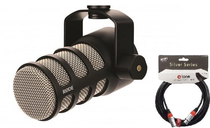 Microphone pack with stand Rode Podmic + Cable XLR XLR X-tone SIlver 3M.