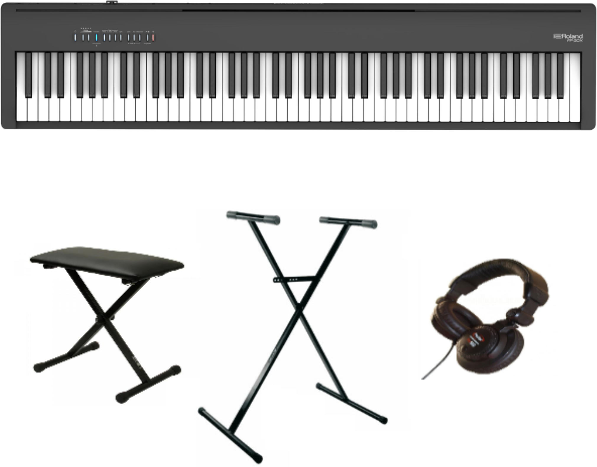 Roland Fp-30x Bk Noir  + Pro580 + Banquette Pliable Metal Noire (xb 6150) + Xp En Kit - Noir - Portable digital piano - Main picture