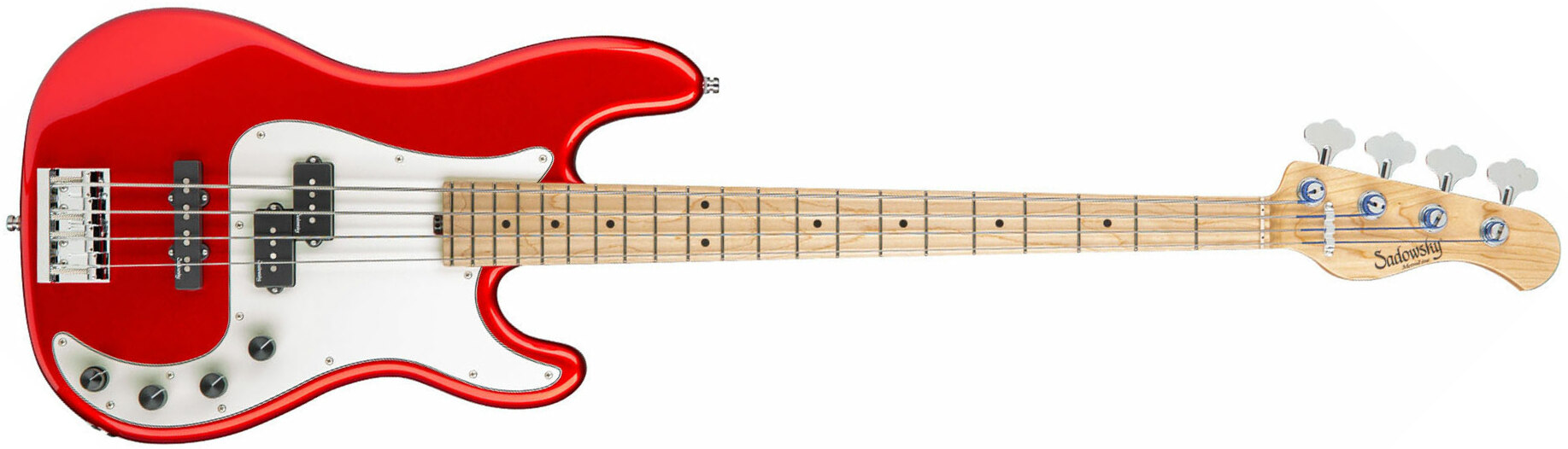 Sadowsky Hybrid P/j Bass 21 Fret Ash 4c Metroline All Active Mn - Solid Candy Apple Red - Solid body electric bass - Main picture