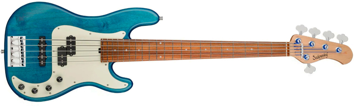 Sadowsky Hybrid Pj Bass 21 Fret Alder 5c Metroline All Active Mor - Ocean Blue Transparent Satin - Solid body electric bass - Main picture