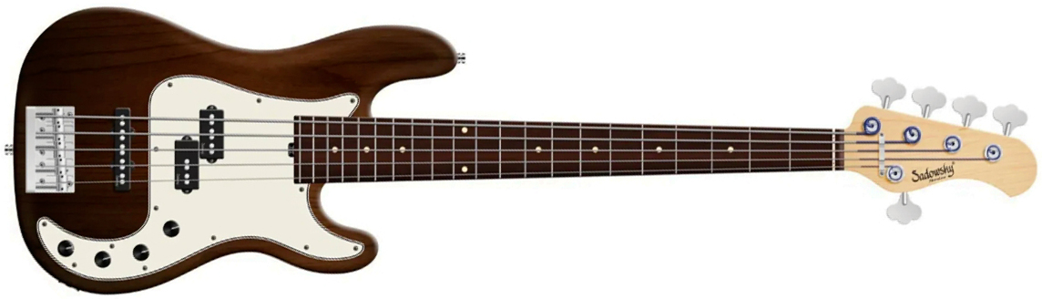 Sadowsky Hybrid Pj Bass 21 Fret Alder 5c Metroline All Active Mor - Antique Tobacco Transparent Satin - Solid body electric bass - Main picture