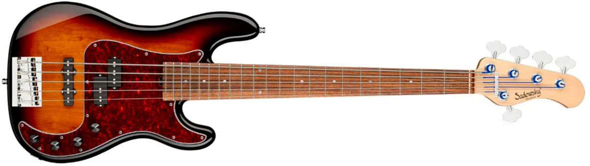Sadowsky Hybrid Pj Bass 21 Fret Alder 5c Metroline All Active Mor - '59 Burst Transparent - Solid body electric bass - Main picture