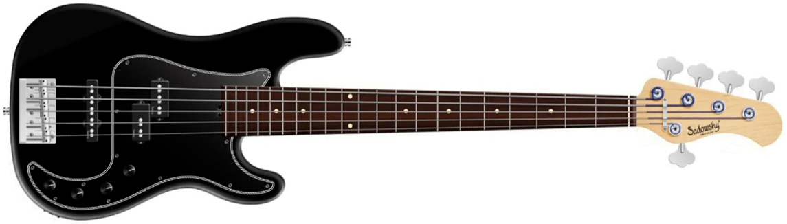 Sadowsky Hybrid Pj Bass 21 Fret Alder 5c Metroline All Active Mor - Solid Black Satin - Solid body electric bass - Main picture