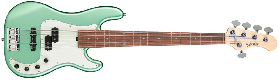 Sadowsky Hybrid Pj Bass 21 Fret Alder 5c Metroline All Active Mor - Sage Green Metallic Satin - Solid body electric bass - Main picture