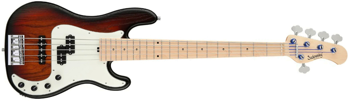 Sadowsky Hybrid Pj Bass 21 Fret Ash 5c Metroline All Active Mn - Almond Sunburst Transparent Satin - Solid body electric bass - Main picture