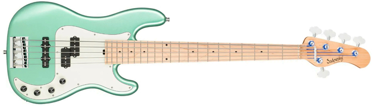 Sadowsky Hybrid Pj Bass 21 Fret Ash 5c Metroline All Active Mn - Sage Green Metallic Satin - Solid body electric bass - Main picture