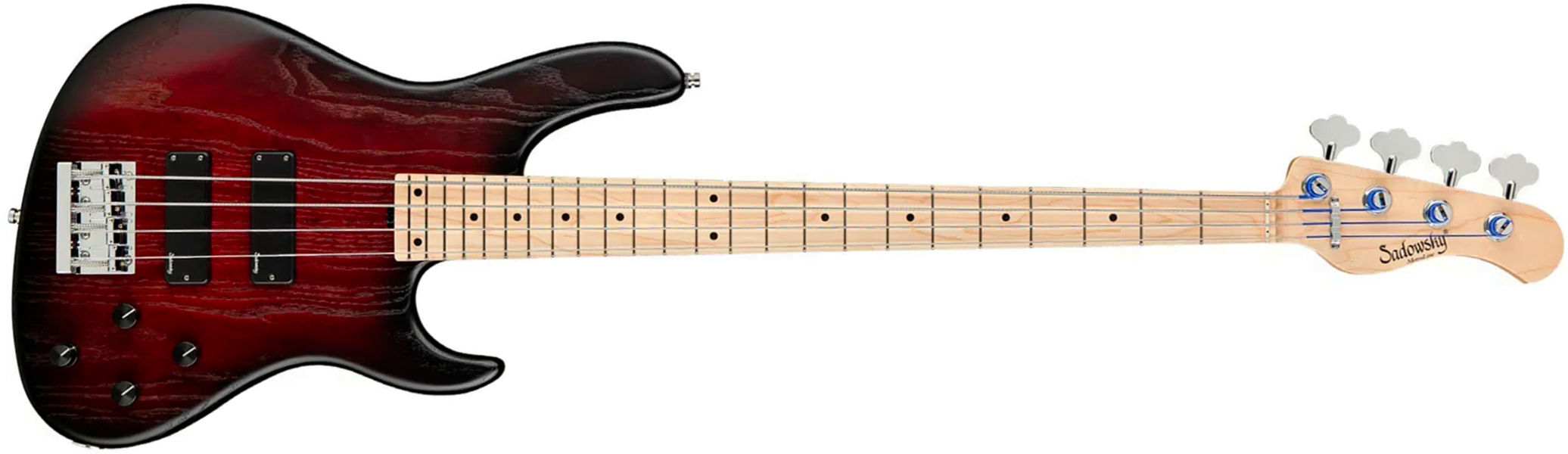 Sadowsky Modern Bass 24 Fret Ash 4c Metroline All Active Mn - Burgundy Blackburst Transparent Satin - Solid body electric bass - Main picture