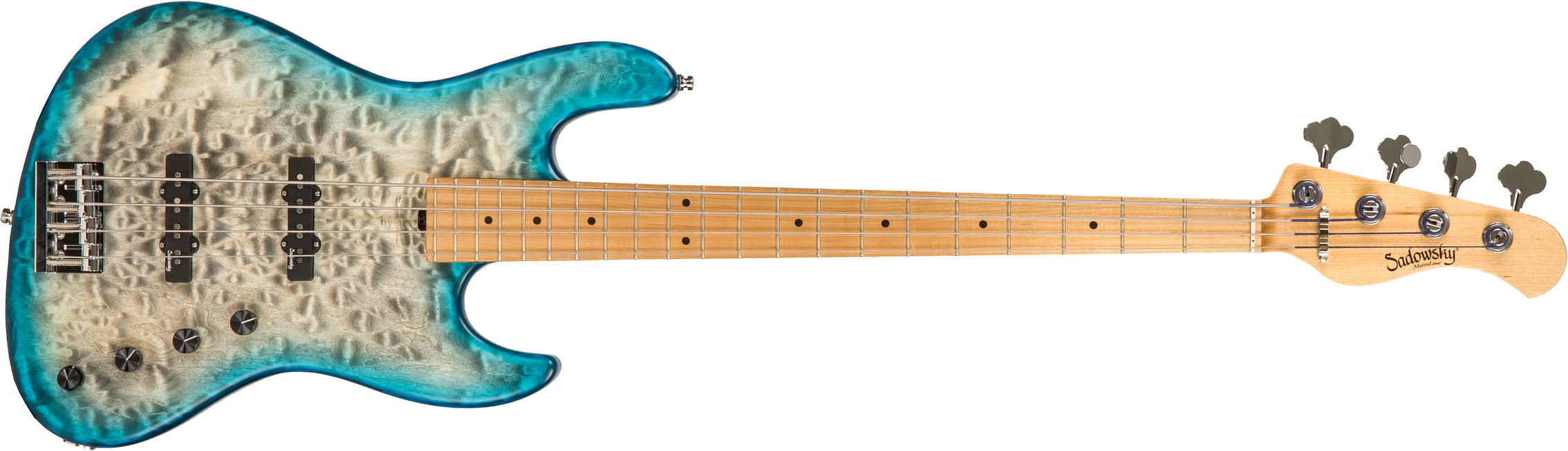 Sadowsky Standard J/j Bass 21 Fret Ash 4c Metroline Ltd All Active Mn - Whale Blue Trans Satin - Solid body electric bass - Main picture